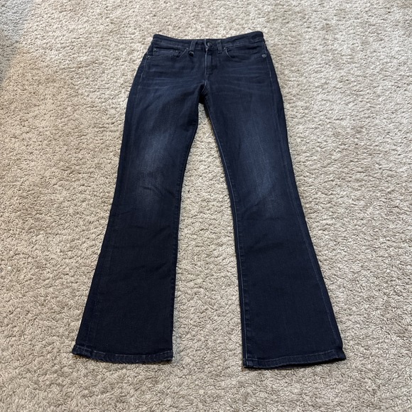 $425 R13 Jeans Womens Size 24 Kick Fit Dark Moon Flare Denim Stretch Preppy‎ - Picture 1 of 8